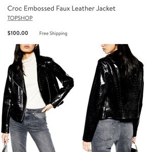 Topshop Crocodile Leather Jacket